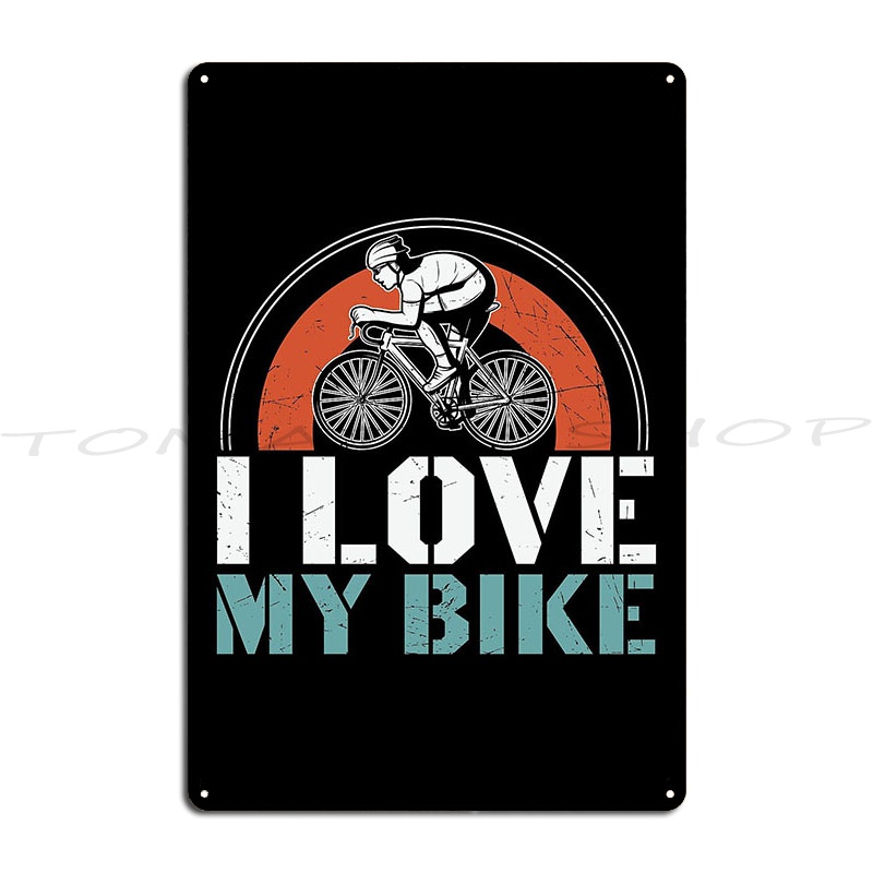 Mountain Biking Europe - ฉันรักจักรยานของฉัน ปั่นจักรยานเสือภูเขา ป้ายโลหะสไตล์เรโทร สำหรับตกแต่งห้องนั่งเล่น บาร์ ห้องครัว