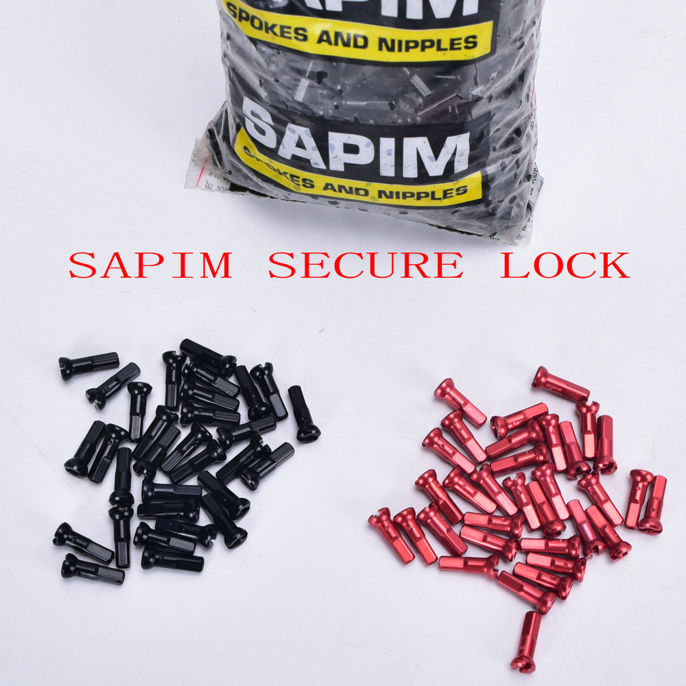 Spoke Nipple Brass - SAPIM SECURE LOCK NIPPLES ภายนอกสีดําสีแดง 14G